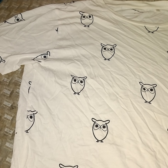 NWOT MD Knowledge Cotton Apparel Owl Print Organic Cotton Shirt - Picture 1 of 7